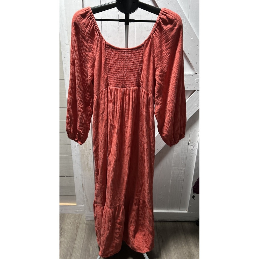 Universal Thread  3/4 Balloon Sleeve Long Dress Coral Size M Cottage Core - Picture 3 of 10